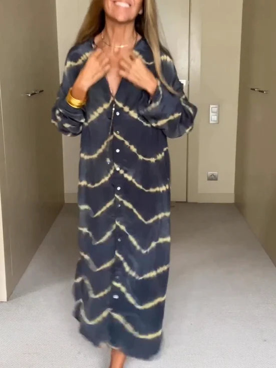 Samantha - Boho Streifenkleid mit langen Ärmeln für Damen