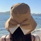 Ecedda | Damen-Sonnenhut mit breiter Krempe und Schleife – Khaki