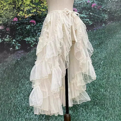 Eleganter und romantischer doppellagiger Rock mit Tüllrüschen, perfekt für einen raffinierten und femininen Look