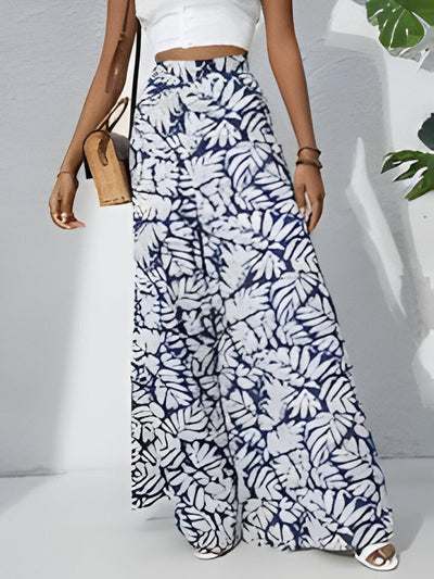 Antonella | Bohemian Floral Print Chiffon Hose mit weitem Bein für Frauen