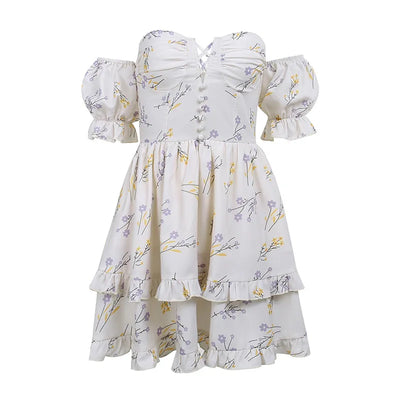 Nancy - Kleines Wickelkleid mit Blumenausschnitt