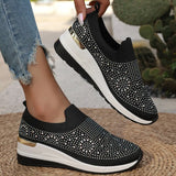 Genovefa | Glitzernde Damen-Sneaker zum Hineinschlüpfen – Schwarz