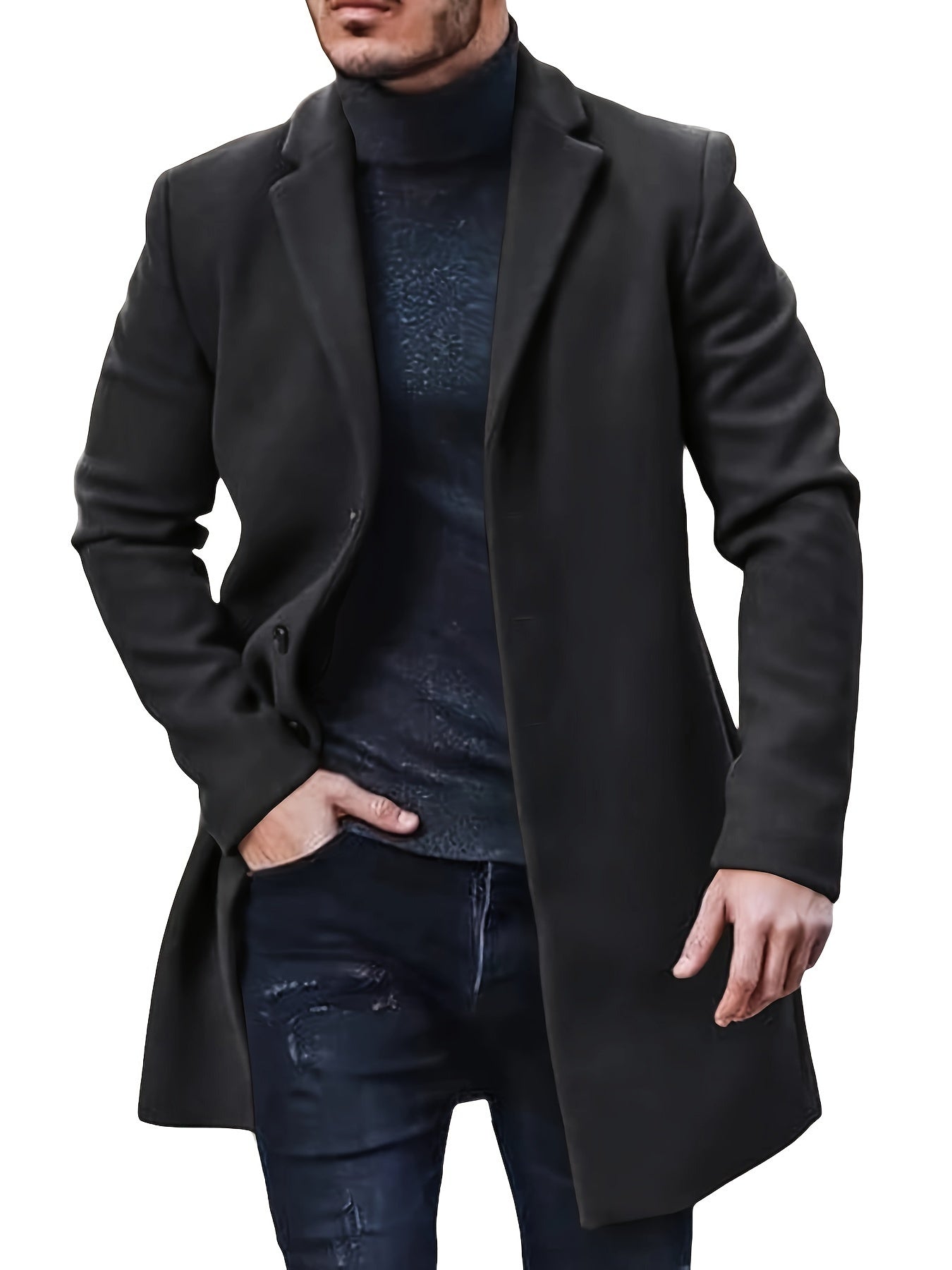 Casual langer Wintermantel mit einreihigem Design für Herren | Ideal für den Winter