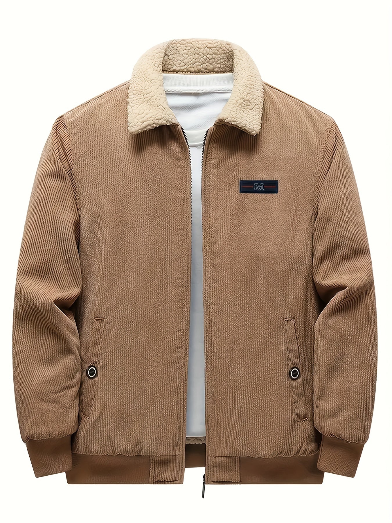 Retro Lange Ärmel Warme Jacke mit Etikettenpatch für Herren | Ideal für den Winter