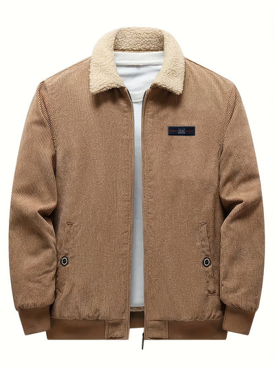 Retro Lange Ärmel Warme Jacke mit Etikettenpatch für Herren | Ideal für den Winter