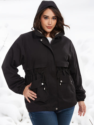 Outdoor Polyester Parka Wintermantel mit Fleece-Fütterung, Kapuze und Kordelzug für Damen | Ideal für den Winter