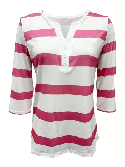 Dakota - Lässiges T Hemd Mit V Ausschnitt Und Streifenprint