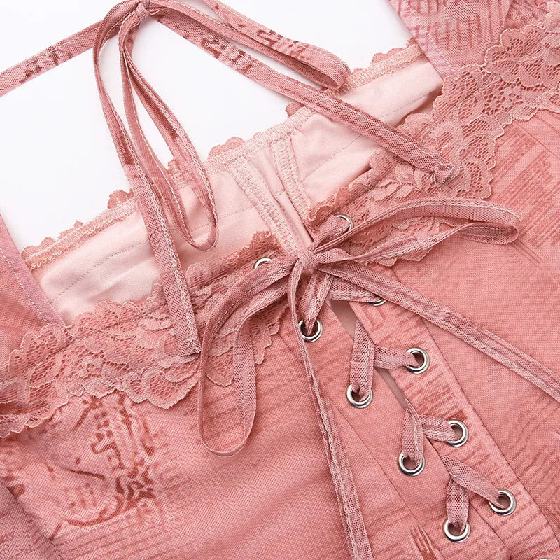 Gala - Schickes langes rosa Spitzenkleid