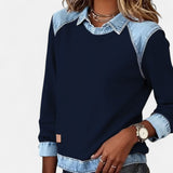 Leonie | Damen Langarmshirt modern edel chic – Marineblau