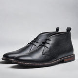 Herren Robuste Schnürstiefel Aus Leder – Schwarz