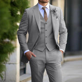 3-teiliges Herren-Set – Business-Blazer, Strickjacke, Hose, Smart Casual, formeller Stil – Grau