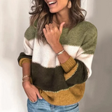 Melanie | Damen Colorblock-Pullover für den Frühling – Gelb