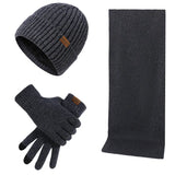 Cooles Winter-Set mit Mütze, Schal und Handschuhen – Marineblau