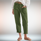 Amelia | Damenhose mit lockerem Schnitt für elegante Auftritte – Militärgrün