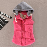 Damen taillierte Thermoweste mit Kapuze und Druckknopfleiste – Fuchsia