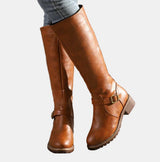 Giselle | Elegante kniehohe Reitstiefel mit Schnallendetails – Braun