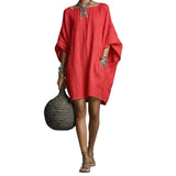Sabina - Schulterfreies Midikleid mit weicher Haptik – Rot