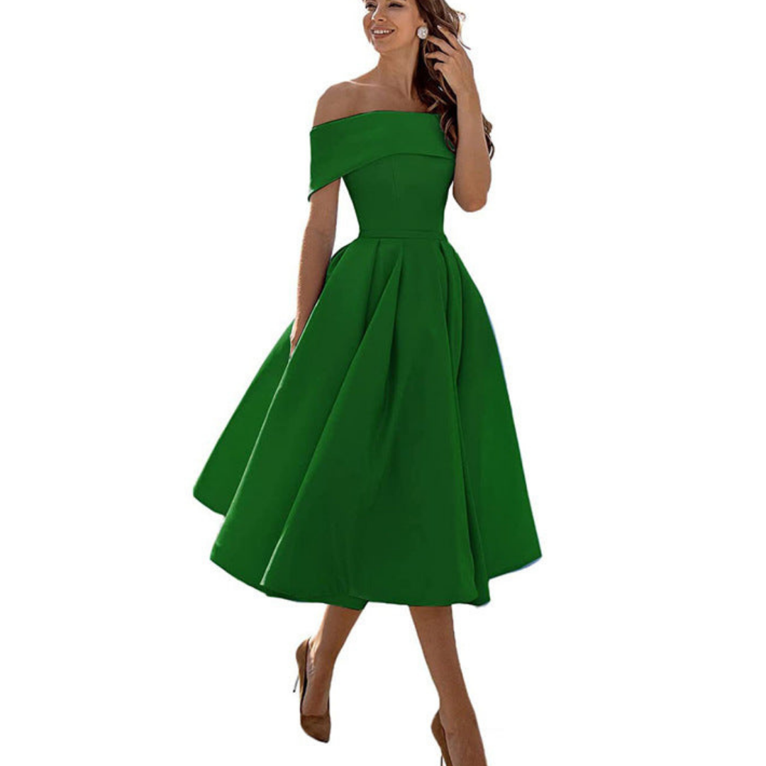 Damen Zeitloses Off-Shoulder Kleid | Midi