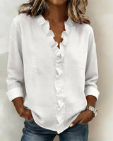 Lena | Stilvolle Bluse für Damen mit Volants – Weiß