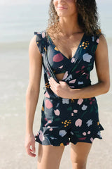 Emma | Badeanzug Damen elegant mit integriertem BH – Dämmerung Bouquet