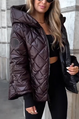 Lea | Damen Jacke lässig & stilvoll mit Kapuze modern – Braun