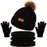 Winterset Mütze und Handschuhe für Damen – Schwarz