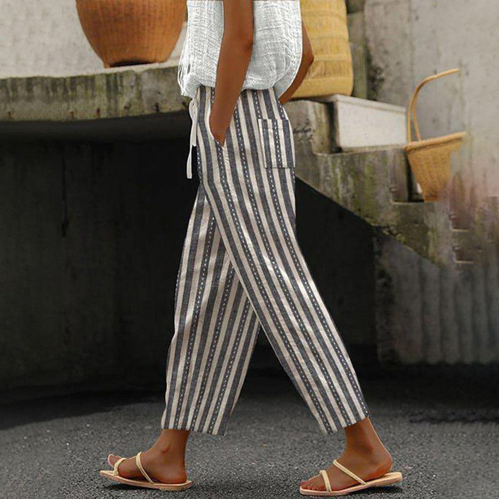 VALE | Elegant striped pants with elastic waistband