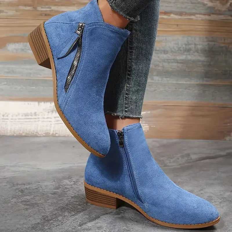 Stylische Vegan Leder Stiefeletten mit Reißverschluss und Absatz für Damen | Ideal für das tägliche Tragen