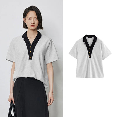 Traudel® | Elegantes Kurzarmshirt mit Kontrastkragen