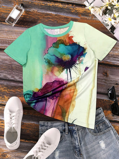 Fabienne - T-Shirt mit Blumendruck und kurzen Ärmeln
