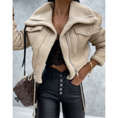 Damen Stylische Winter Cropped Jacke | Warme