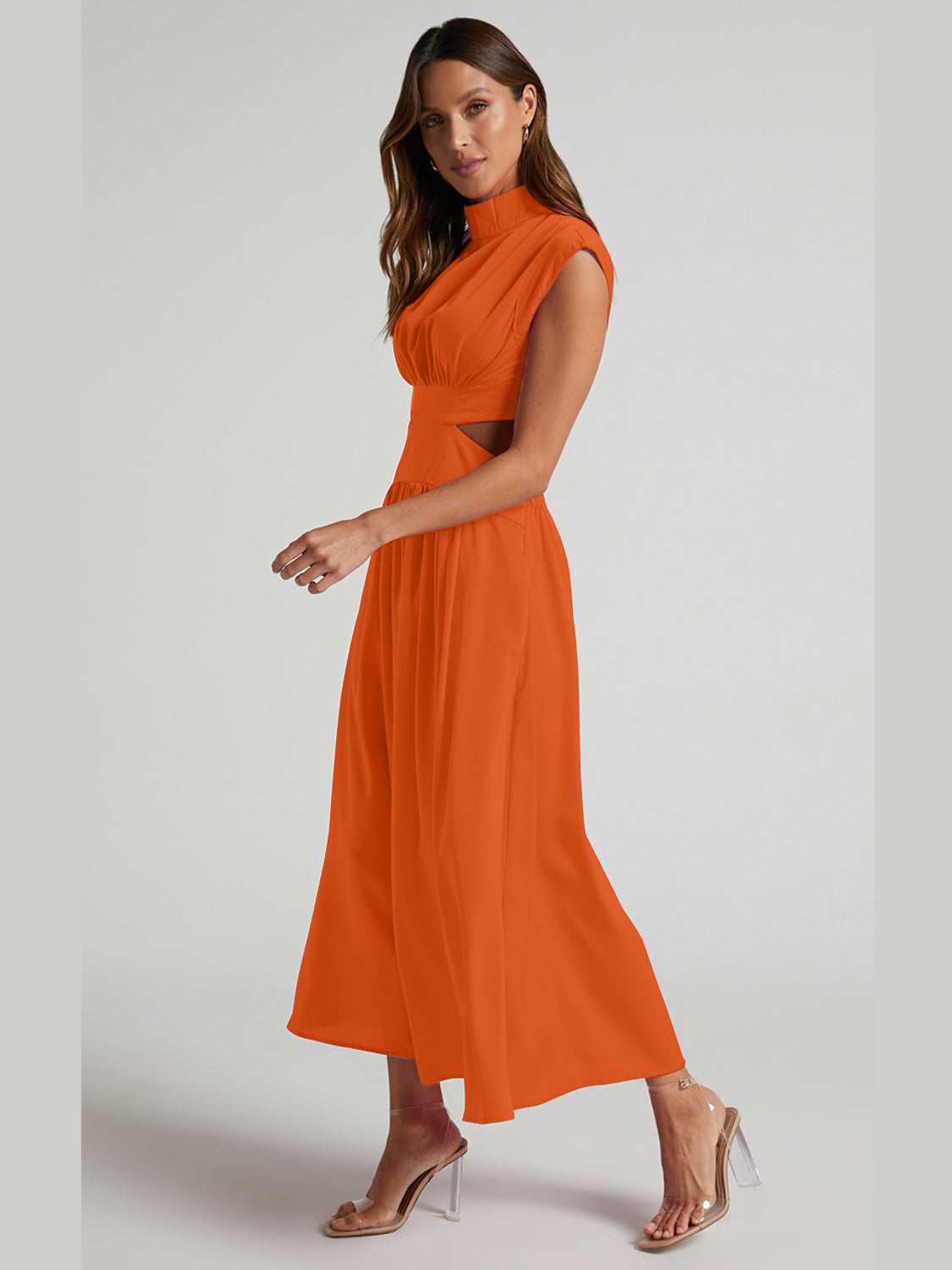 Gersinde - Elegantes Ärmelloses Kleid mit Cutout und Stehkragen für Damen