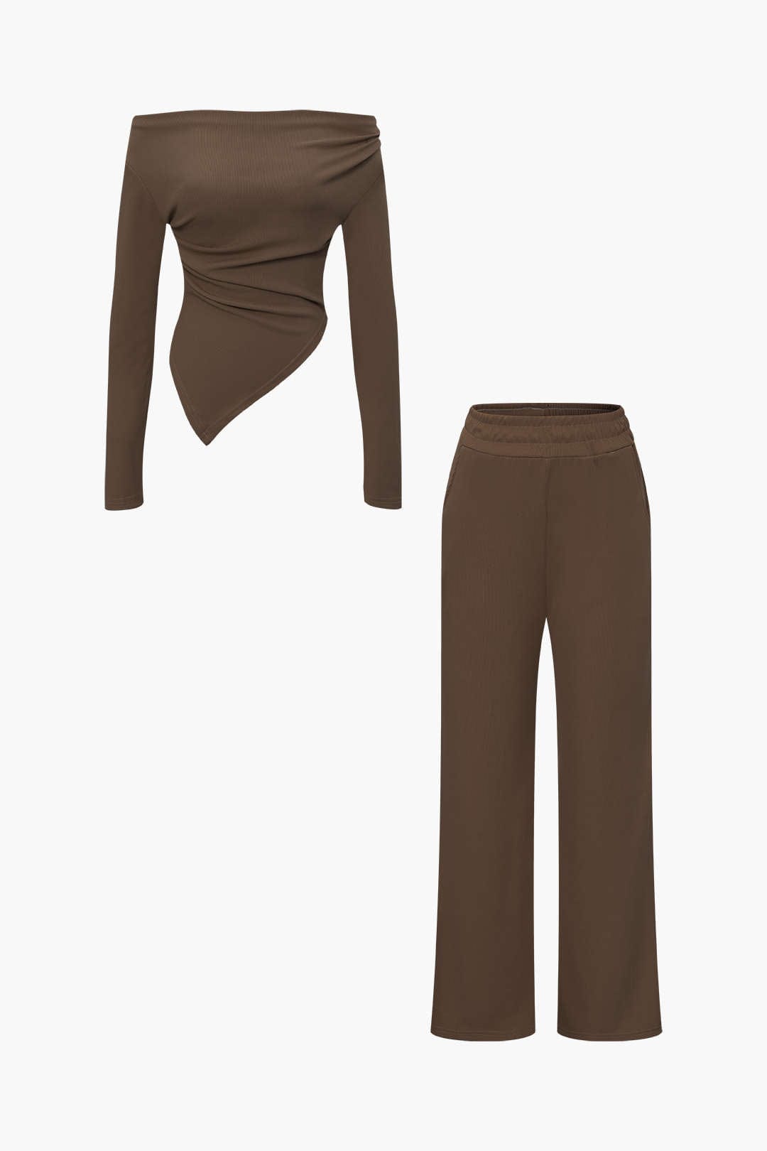 Daniela | Elegantes Zweiteiler-Set mit Asymmetrischem Oberteil & Weiten Hosen