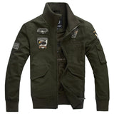 Herren Langarmjacke im Militärstil mit Taschen – Grün