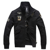 Herren Langarmjacke im Militärstil mit Taschen – Schwarz