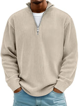 Tobias | Stilvoller Herren Rippstrickpullover Mit Quarter-Zip – Khaki