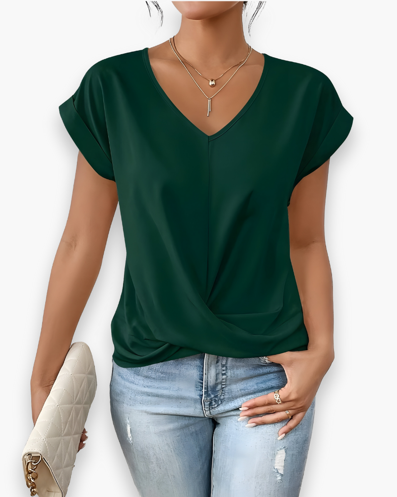 Damen Elegantes Twist Front Top | V-Ausschnitt