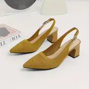 Hailey - Atmungsaktive Strickschuhe mit spitzer Zehe und Knöchelriemen