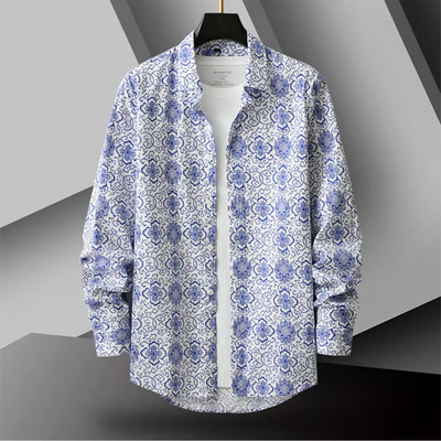 Anselm - Elegantes Hemd mit blauen Motiven