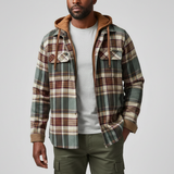 Rowan | Herren Karo-Jacke mit Kapuze, Taschen und Knöpfen – Grün