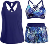Désirée | Dreiteiliges Damen-Tankini mit Palmenprint – Stil 3