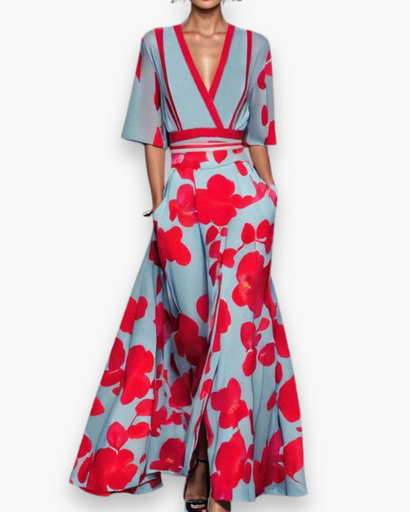 Damen Elegantes Festliches Kleid mit Ärmeln | Maxi