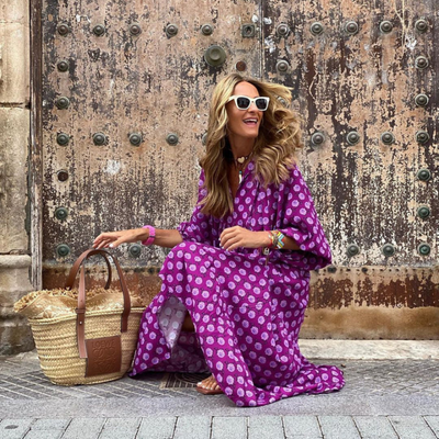 Damen V Ausschnitt Bedrucktes Mehrlagiges Kleid | Midi