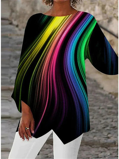 Soraya – Rundhalsausschnitt Und Langärmeliges Bedrucktes Hemd