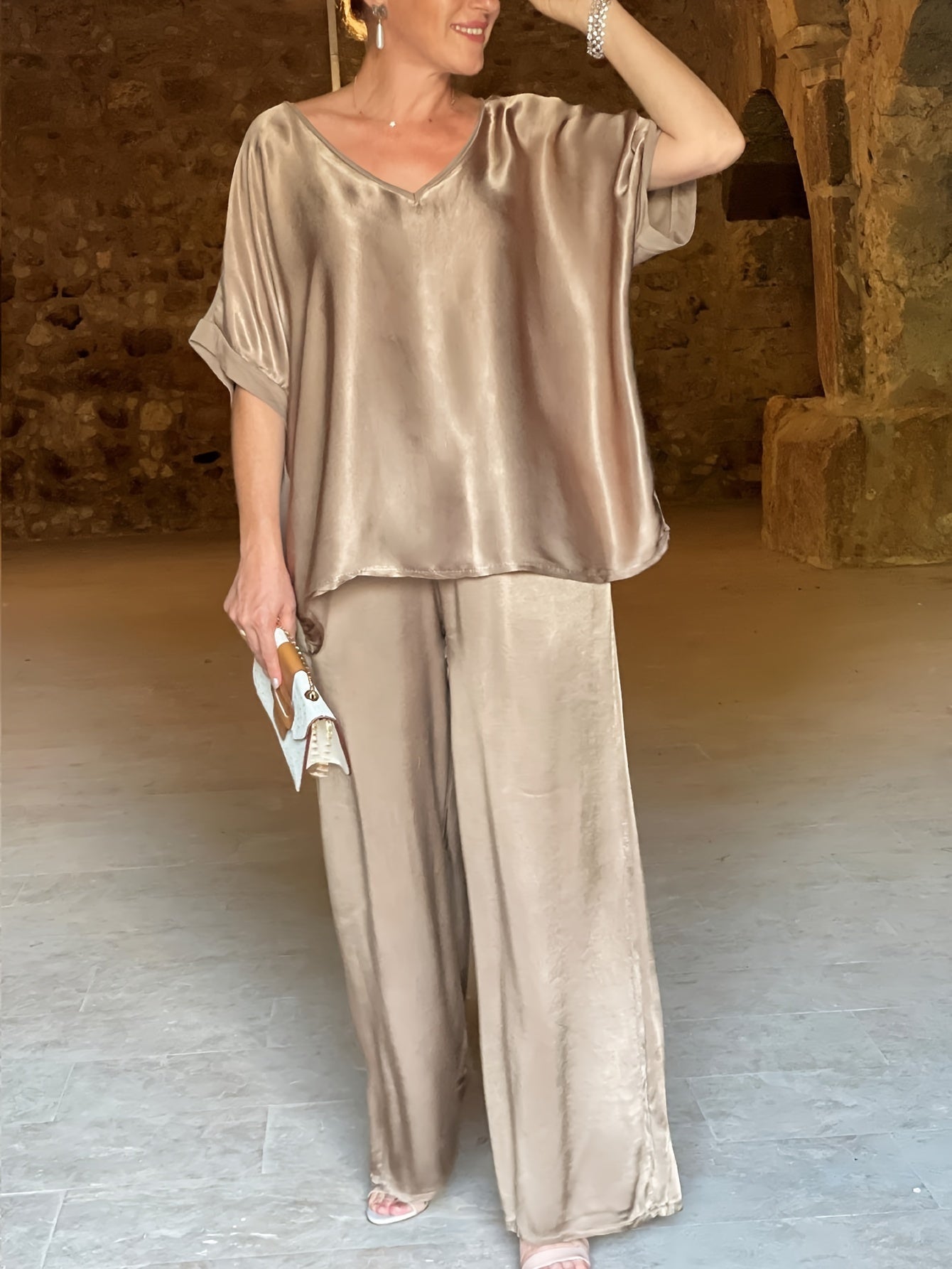 Ashlee - Elegantes Zweiteiliges Satz Mit Kurzen Ärmeln