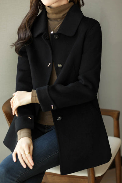 Emily - Eleganter Melton-Mantel mit Stehkragen und umgeschlagenen Manschetten