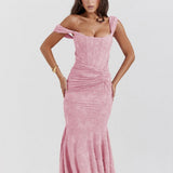 Damen-Maxikleid mit Blumenmuster, ärmellos – Rosa