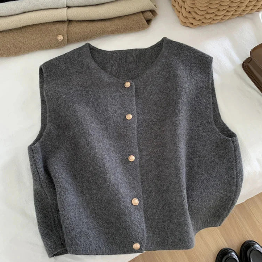 Damen Ärmellose Geknöpfte Weste | Lässig