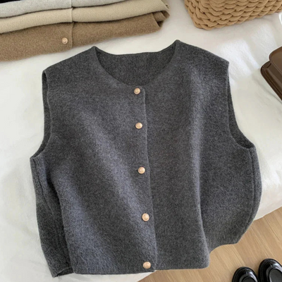 Damen Ärmellose Geknöpfte Weste | Lässig