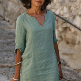 Elvy Sommerkleid mit V-Ausschnitt – Elegant & Figurschmeichelnd – Hellgrün